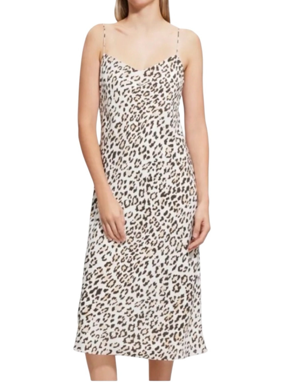 Theory midi slip dress in natural classic leopard print size Small